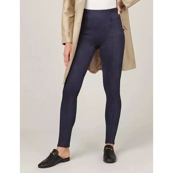 SPANX Pants - Spanx Women's Faux Suede Leggings‎ Classic Navy Blue High Rise Ankle Size XS NEW
